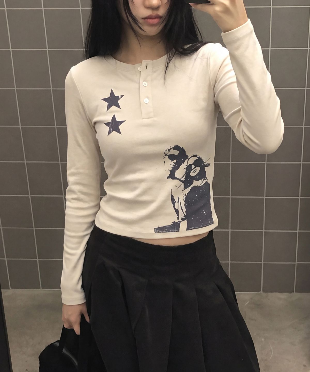 그레이버(GRAVER) [UNISEX]STAR2 헨리넥 롱슬리브 티셔츠_3color