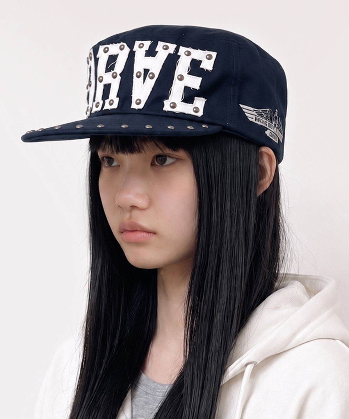 그레이버(GRAVER) [UNISEX]9RAE STUD PILLBOX CAP_Navy