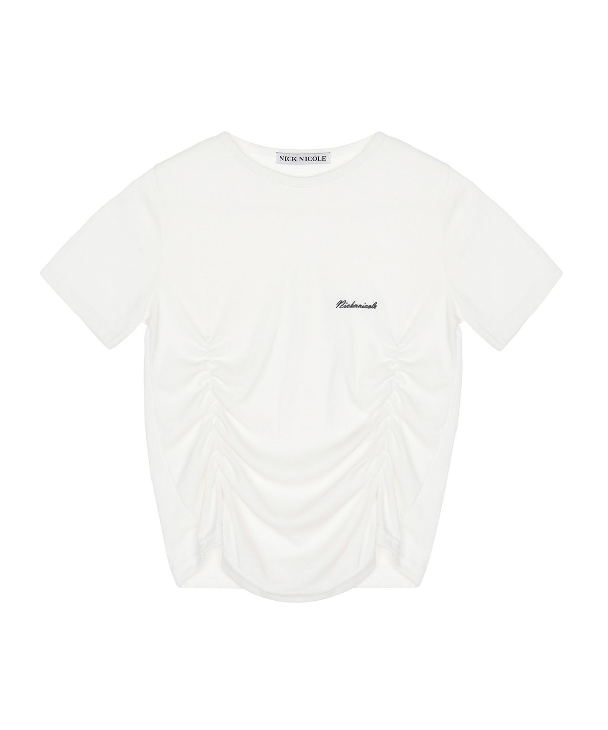 닉앤니콜(NICK&NICOLE) SHIRRING HALF TOP_IVORY