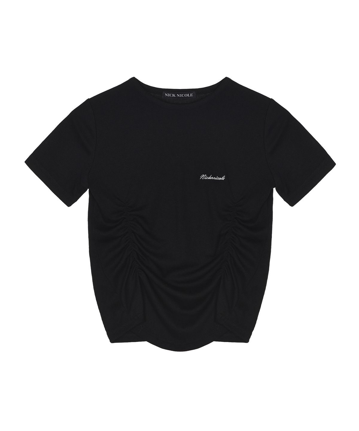 닉앤니콜(NICK&NICOLE) SHIRRING HALF TOP_BLACK