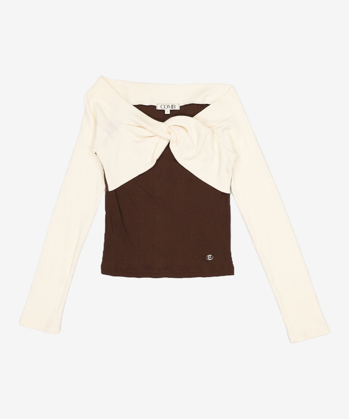 콤 스튜디오(COMBSTUDIO) CO OFF SHOULDER COLOR MIX JERSEY TOP_BLACK S