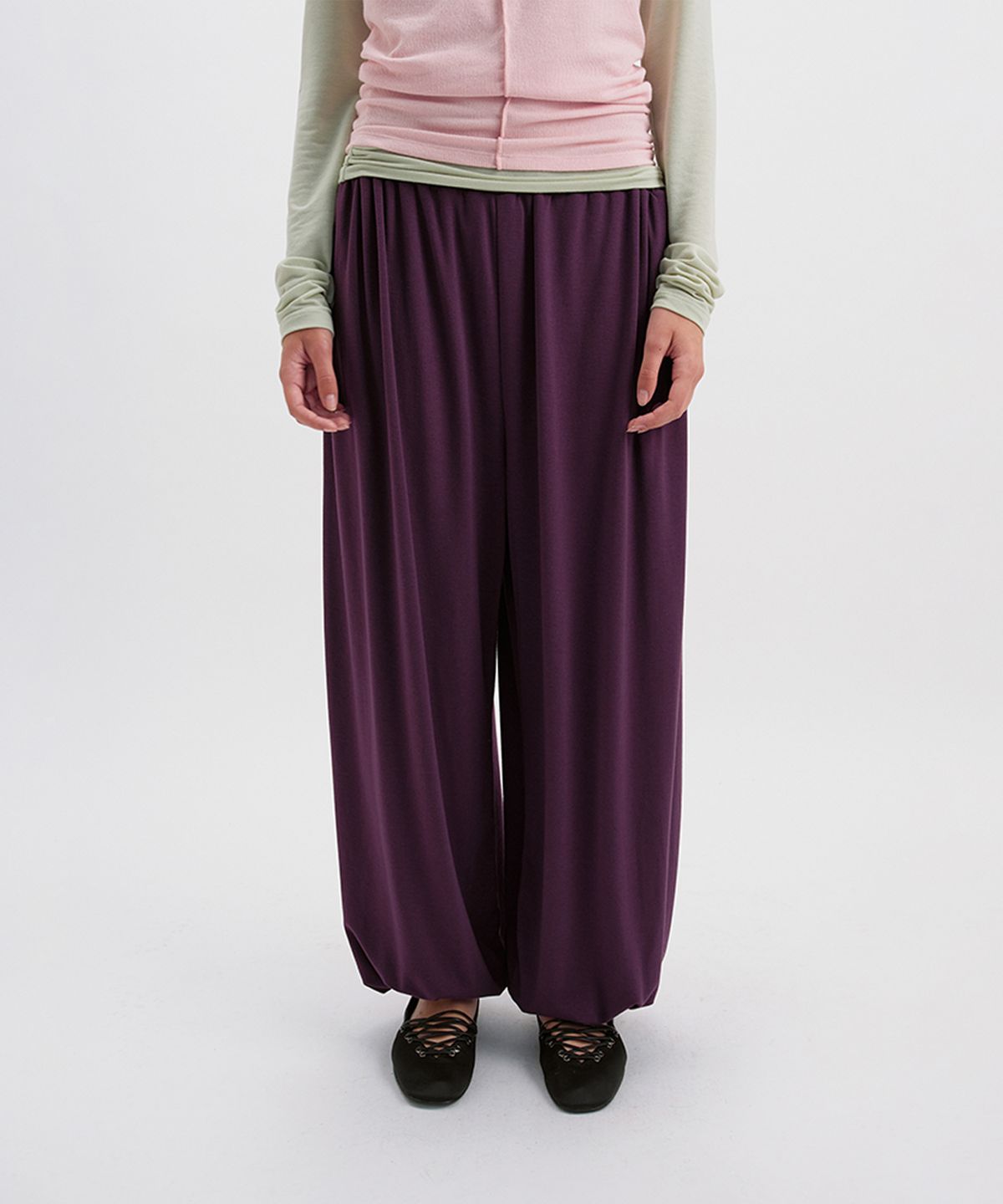 시메트릭 퍼센트(SYMMETRICPERCENT) Shirring Balloon Pants / Purple