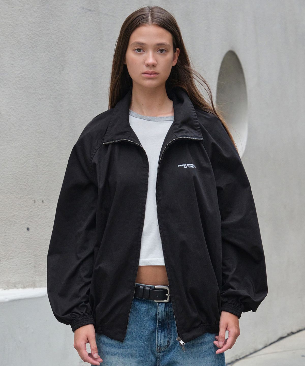 썸웨어버터(SOMEWHEREBUTTER) Deen Bomber Jacket - Black