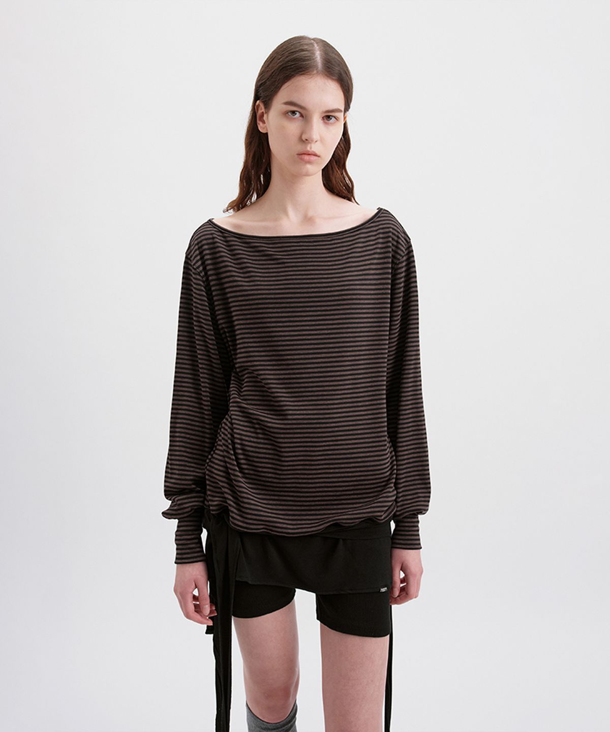 시메트릭 퍼센트(SYMMETRICPERCENT) Striped Strap TS / Brown