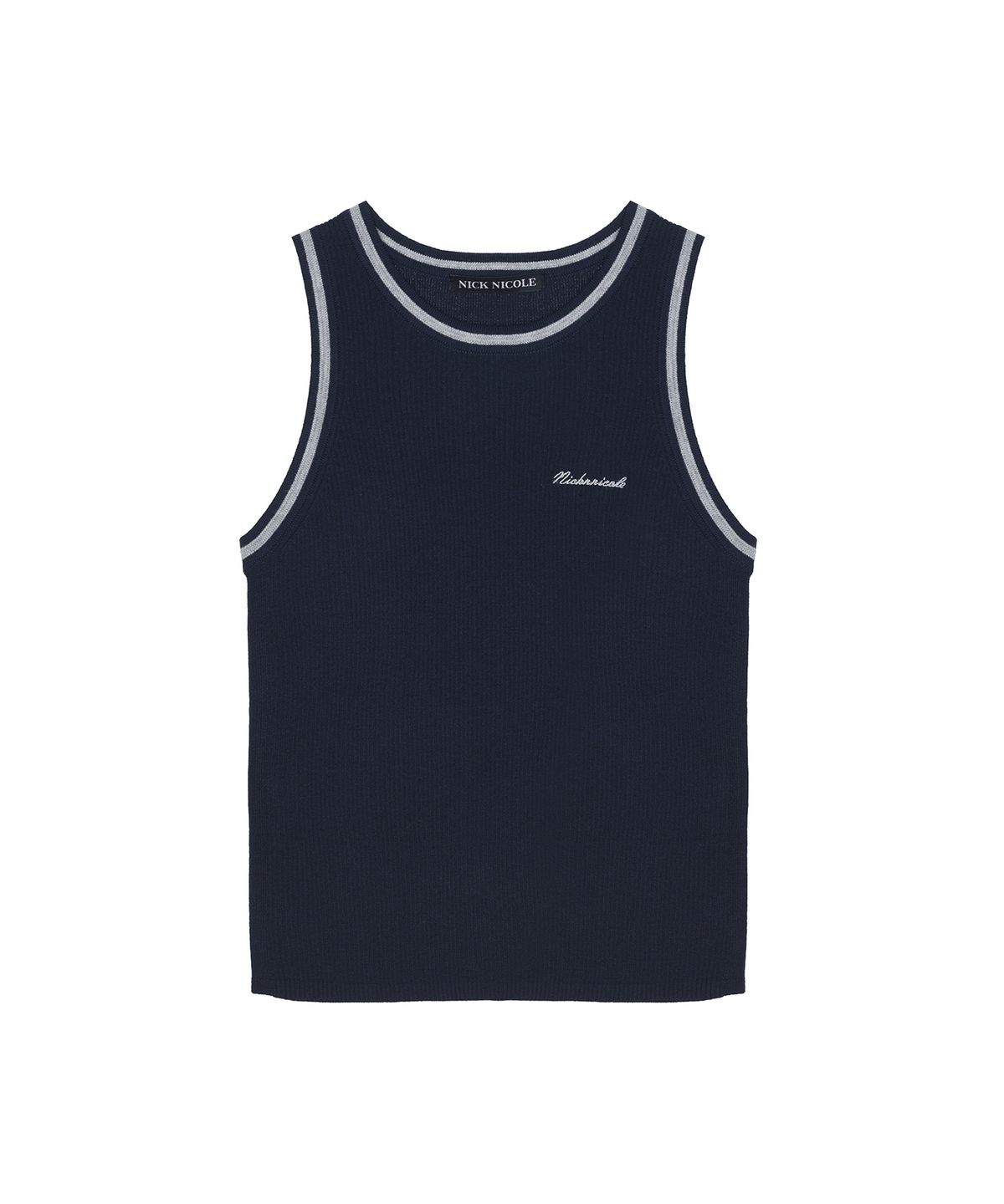 닉앤니콜(NICK&NICOLE) MINIMAL RIBBED SLEEVELESS TOP_NAVY