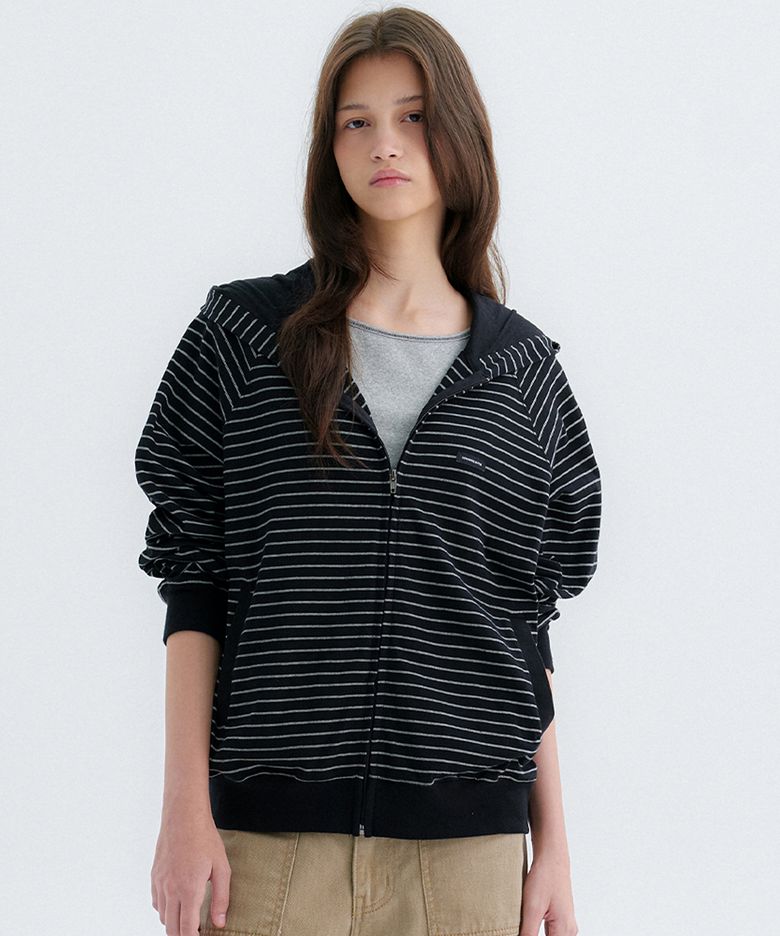 Rook Stripe Hoodie Zip-Up - Black