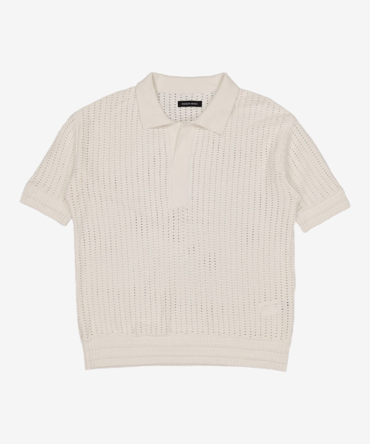 메종미네드(MAISON MINED) BUTTER CREAM KNIT HALF SHIRTS M