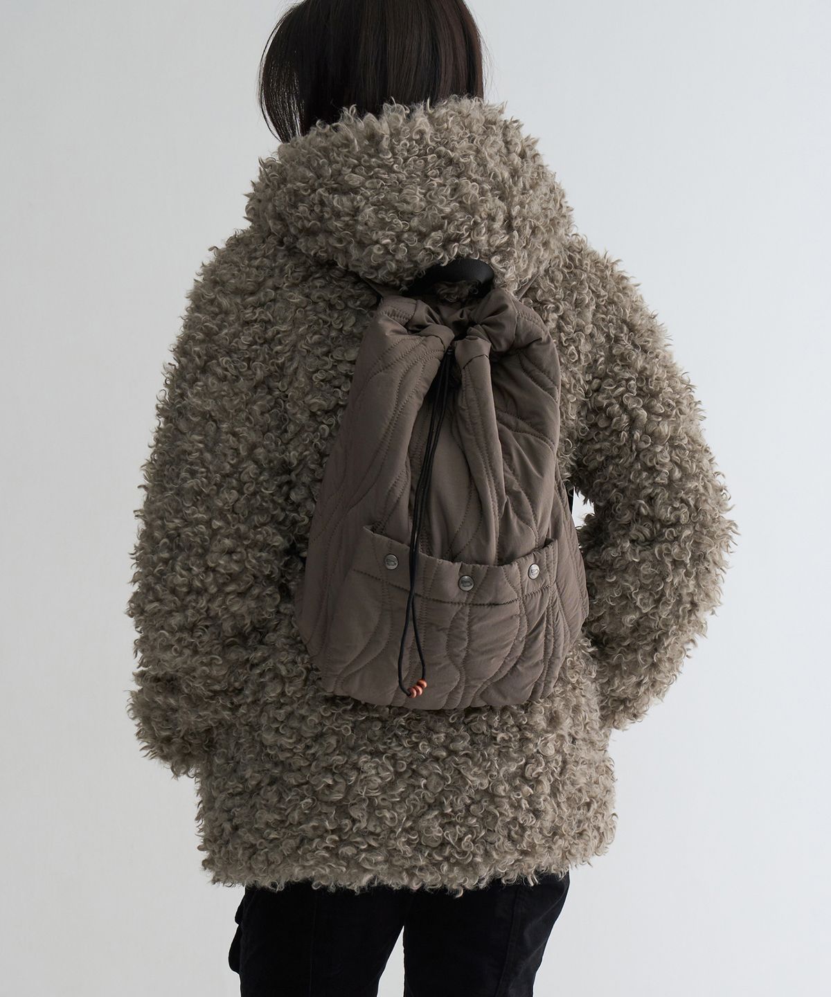 웰빙익스프레스(WELLBEING EXPRESS) Quilted String Backpack Brown