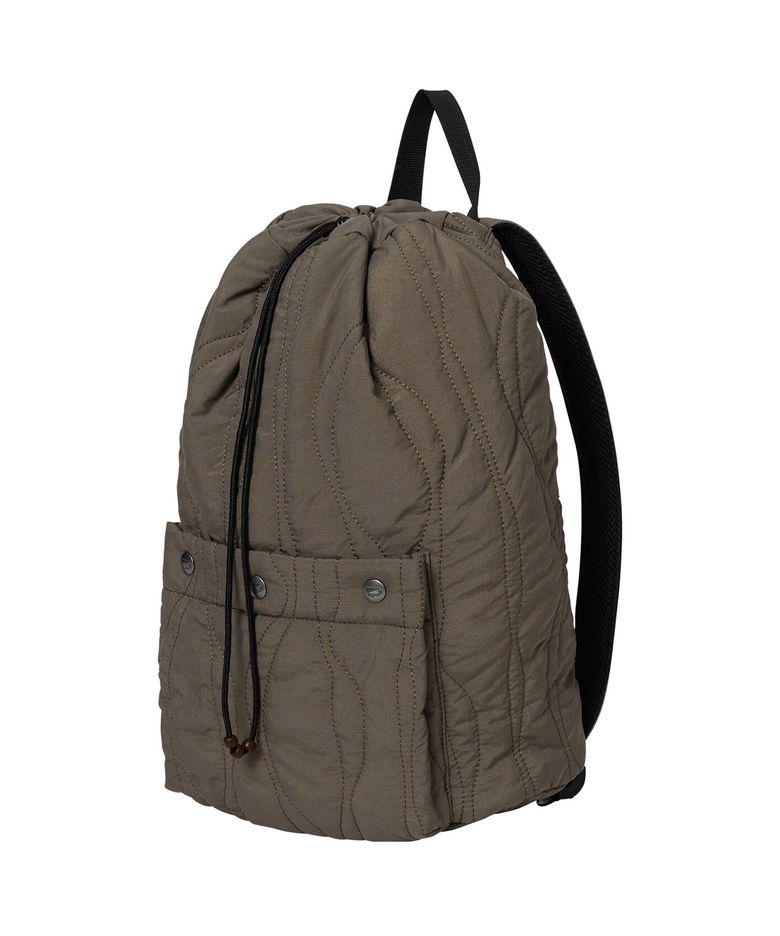 Quilted String Backpack Brown