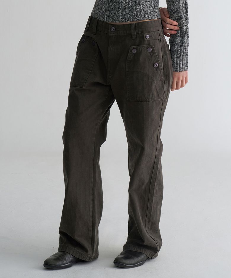 Button Detail Pants Charcoal