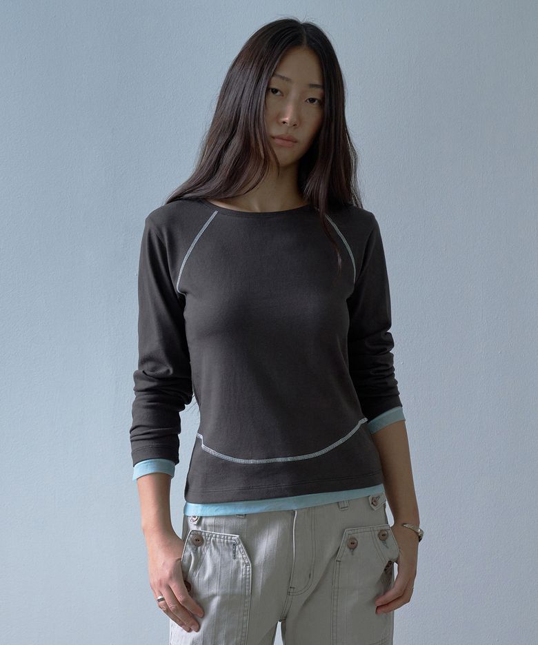 Layered Edge Top Charcoal