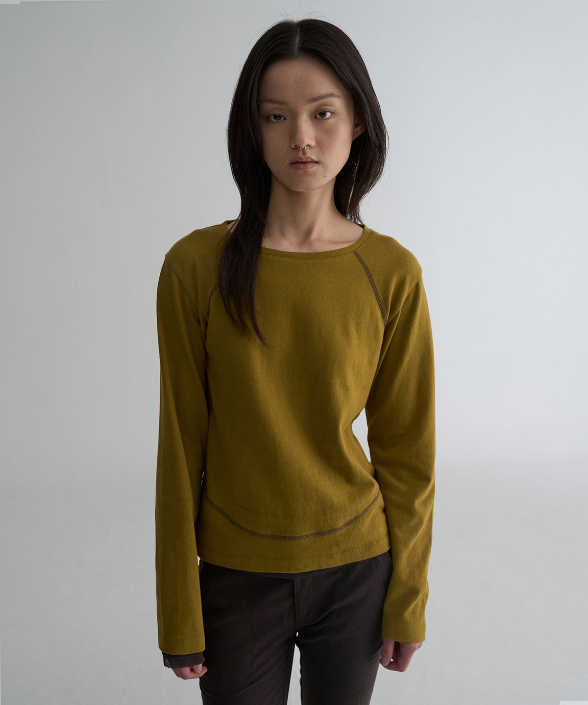 웰빙익스프레스(WELLBEING EXPRESS) Layered Edge Top Mustard