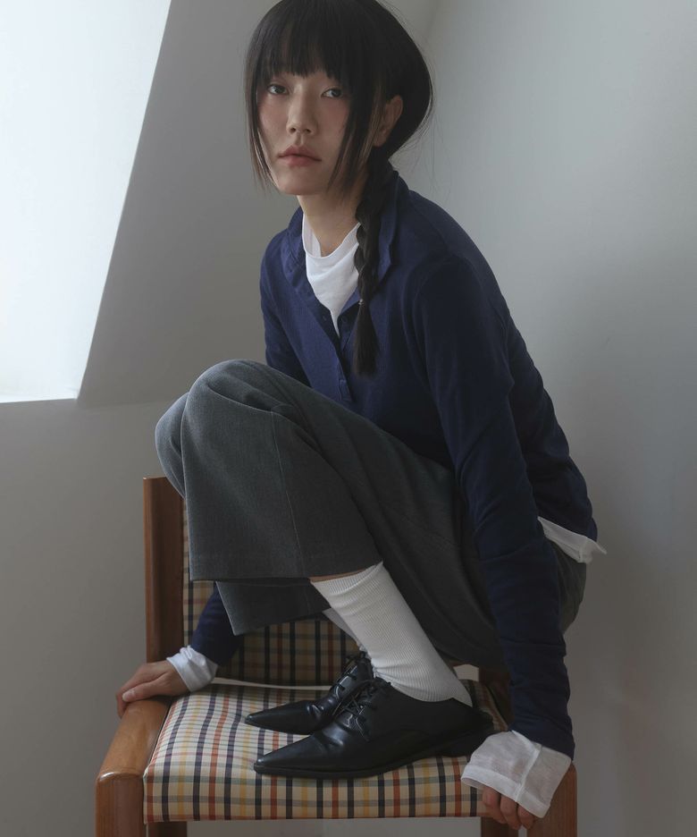 Button High-Neck Top (Royal Blue)