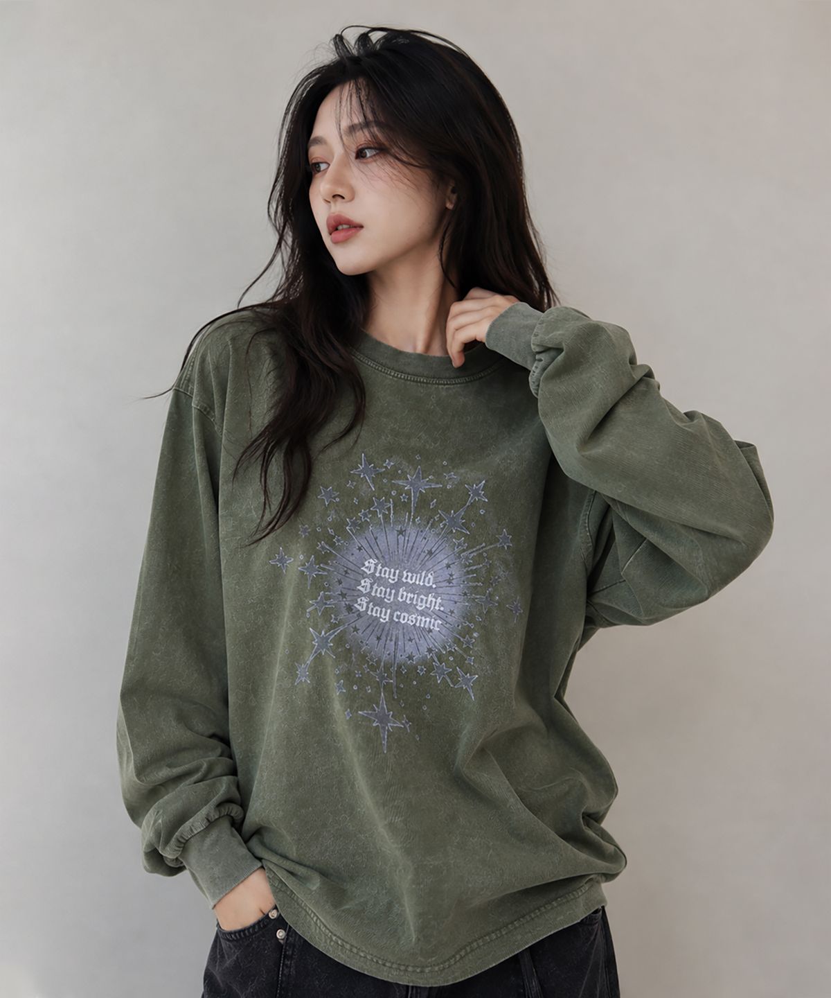 도톤(DOTON) STELLAR BURST ACID LONG SLEEVE  (Khaki)