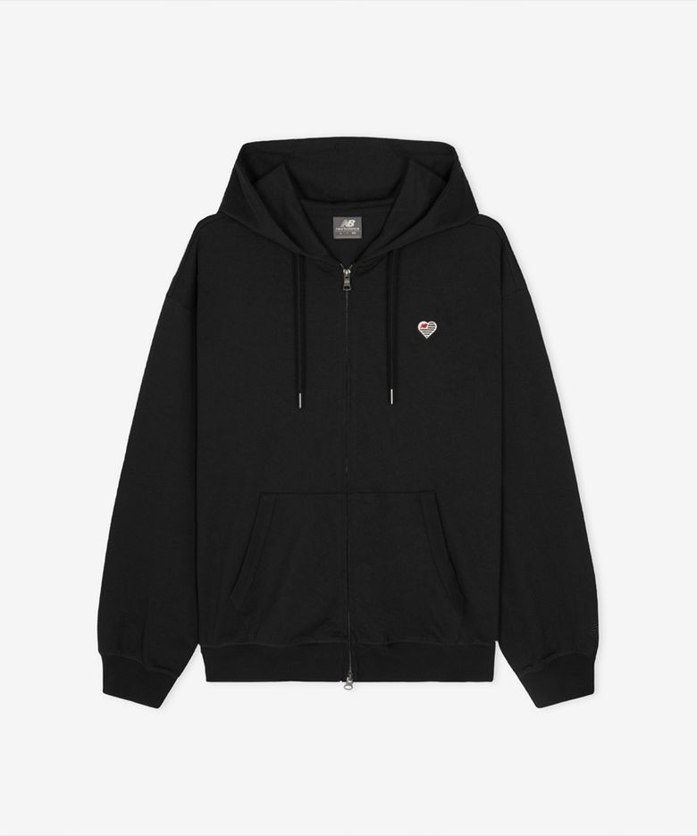 NBMDG4A013 / MINIMAL HEART COLLECTION 헤리티지 경량 후드집업 (BLACK)