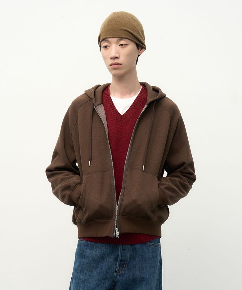 메종 후디 집업 브라운