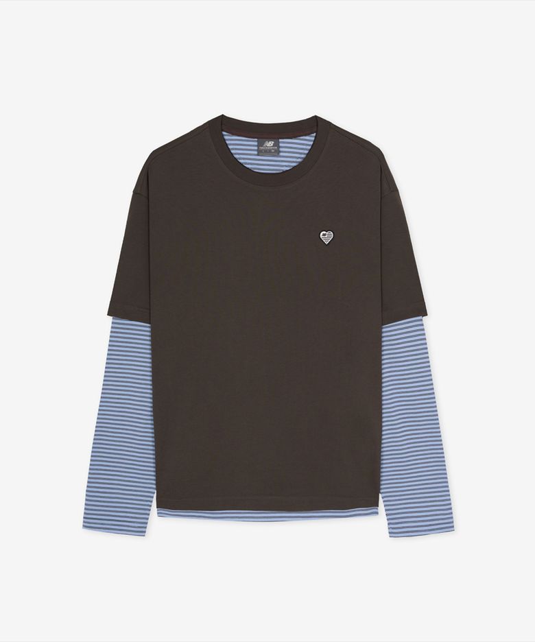 NBNDG4A013 / MINIMAL HEART COLLECTION 레이어드 긴팔티 (BROWN)