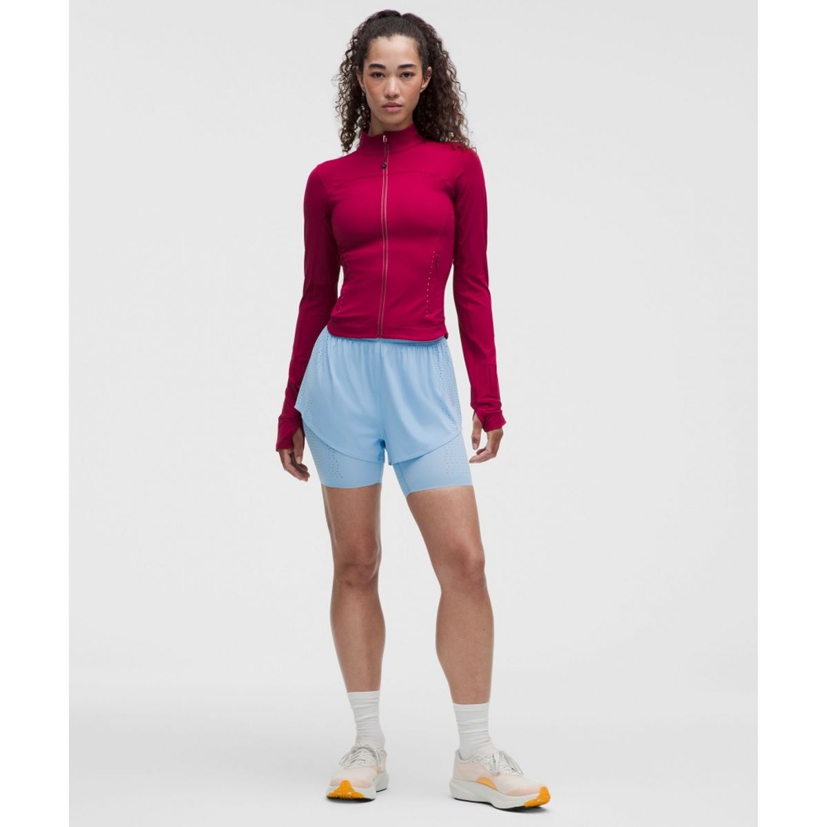 룰루레몬(LULULEMON) 슬릭 퍼포레이티드 투인원 하이라이즈 쇼츠  DEAM