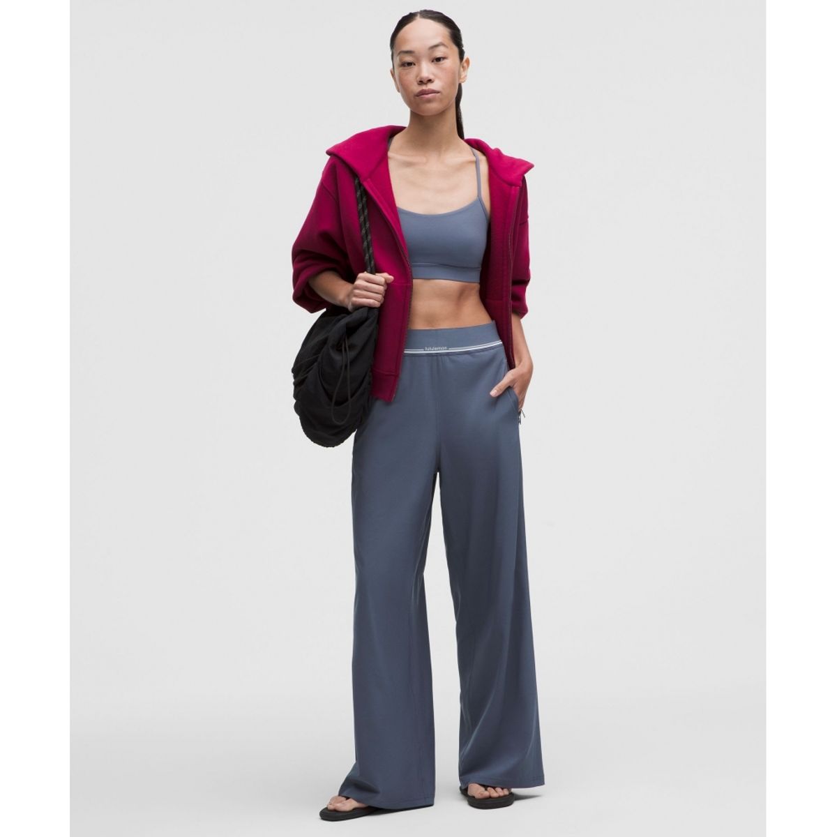 룰루레몬(LULULEMON) 스위프트 하이라이즈 와이드 레그 팬츠 로고 웨이스트밴드 *아시아 핏
