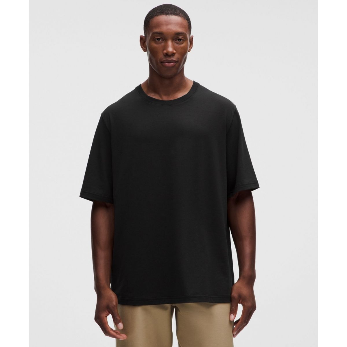 룰루레몬(LULULEMON) 에브리데이 코튼 블렌드 릴랙스드 티셔츠 *헤더드  BLK