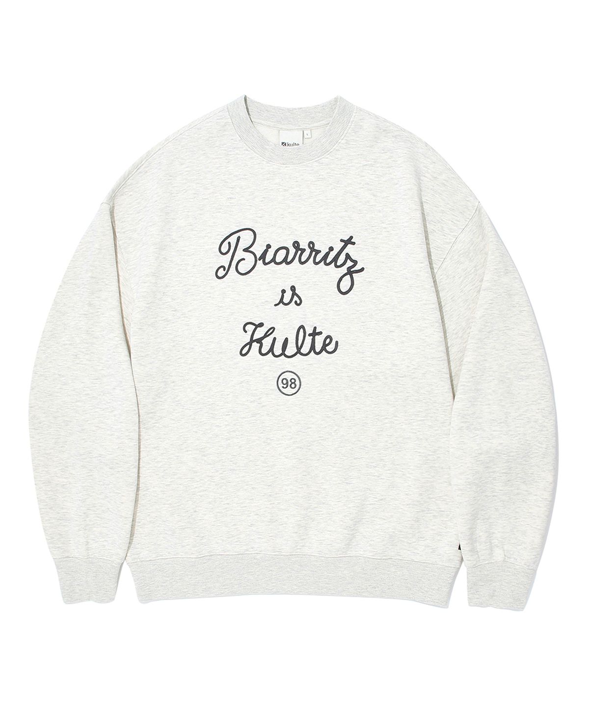쿨트(KULTE) LETTERING CHAIN EMB CREWNECK_O.B.MELANGE