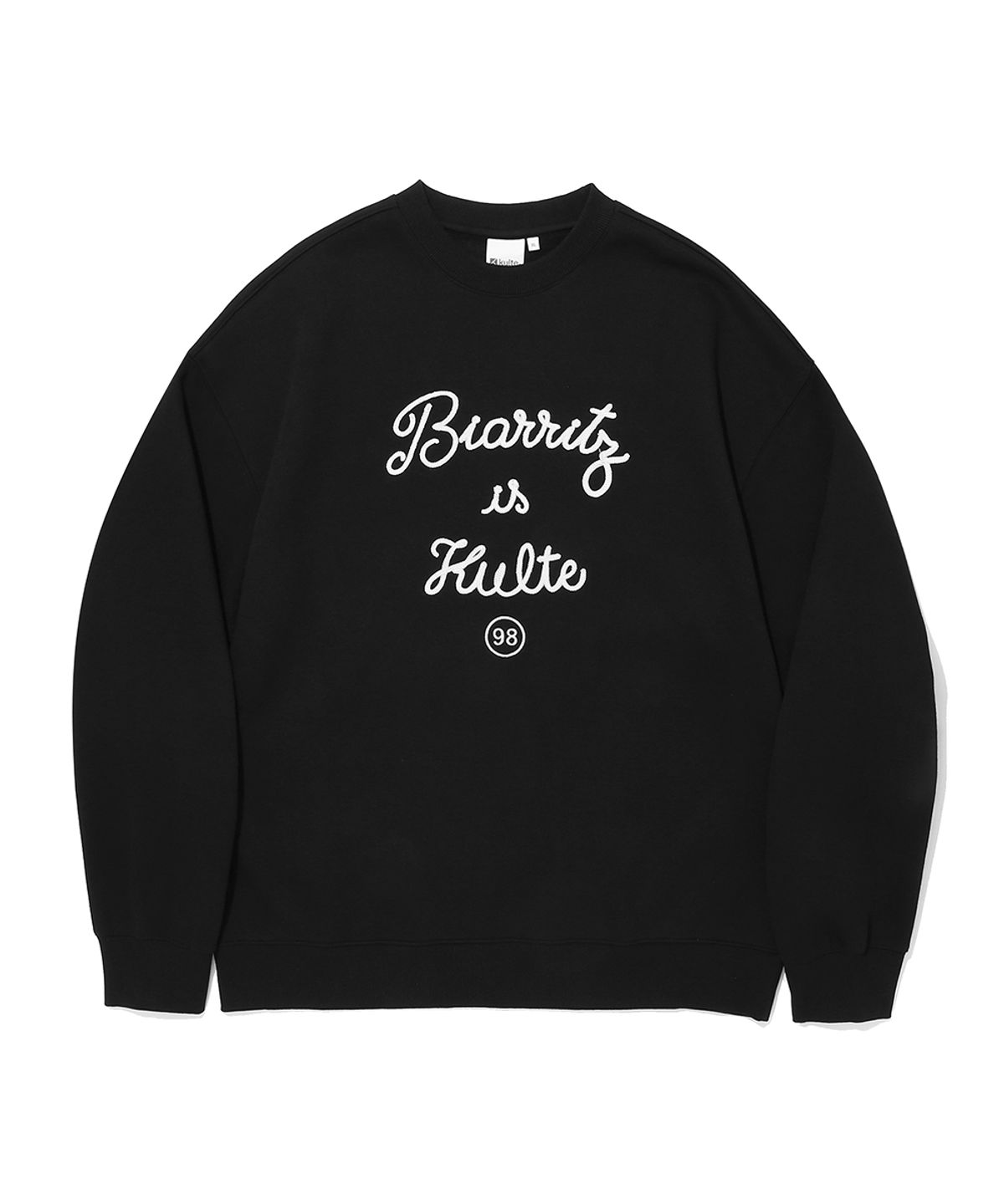 쿨트(KULTE) LETTERING CHAIN EMB CREWNECK_BLACK