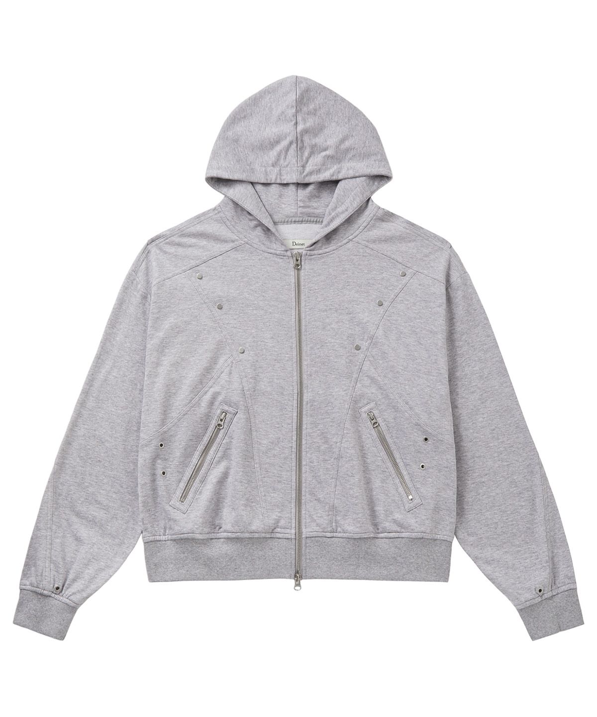 다이닛(DEINET) METAL DETAIL HOOD ZIP UP IN MELANGE GREY