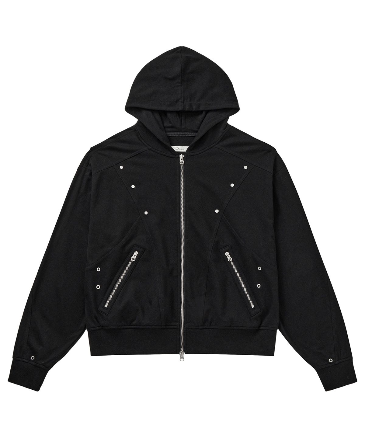 다이닛(DEINET) METAL DETAIL HOOD ZIP UP IN BLACK