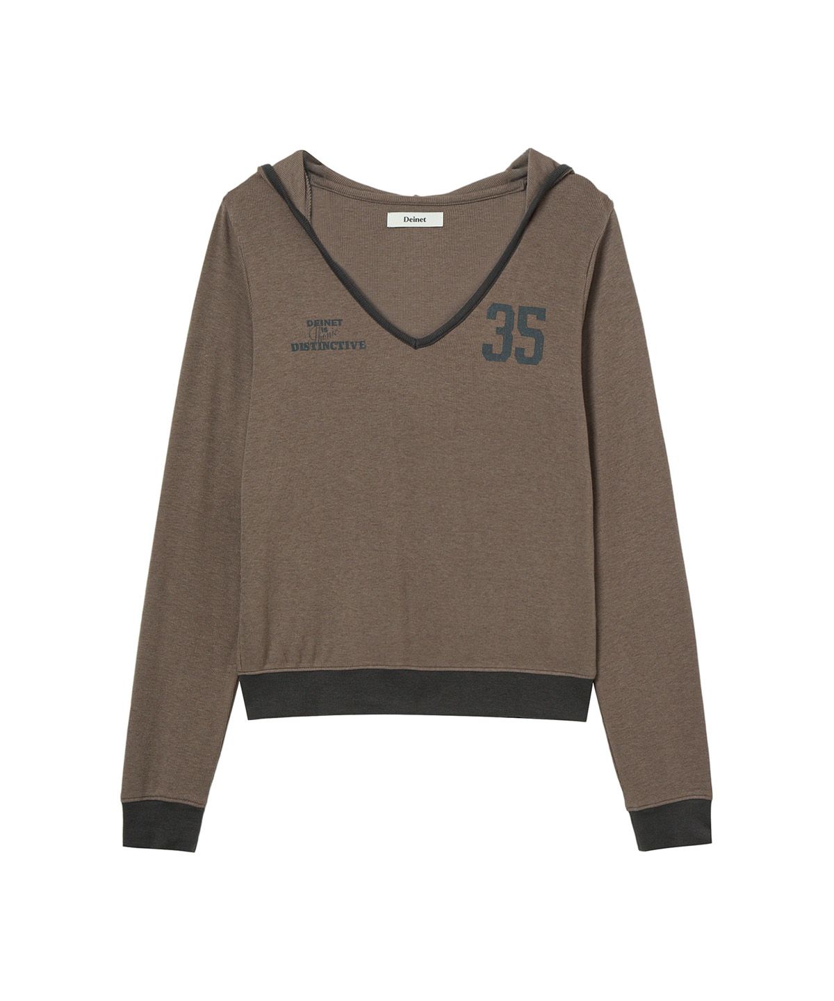 다이닛(DEINET) V-NECK HOODIE IN KHAKI