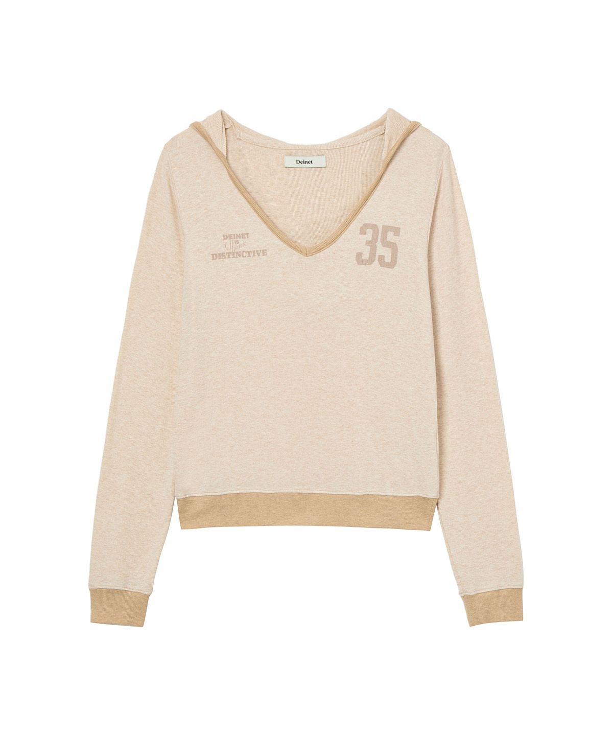 다이닛(DEINET) V-NECK HOODIE IN BEIGE