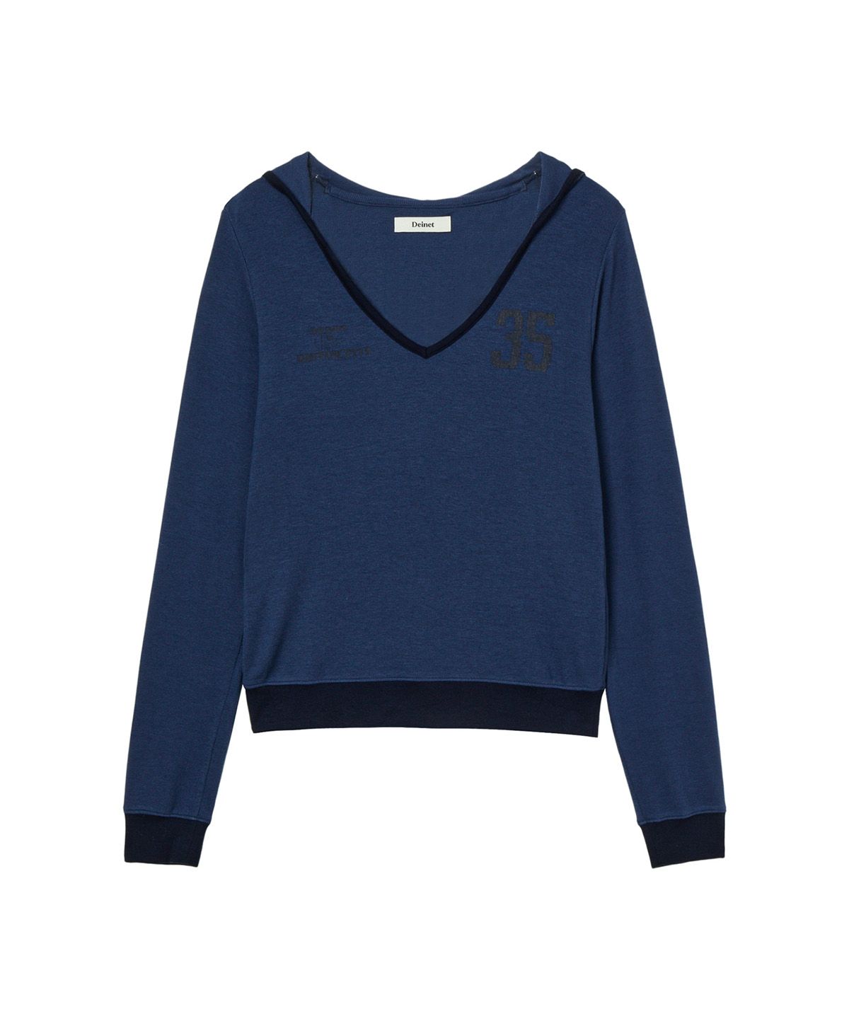 다이닛(DEINET) V-NECK HOODIE IN NAVY