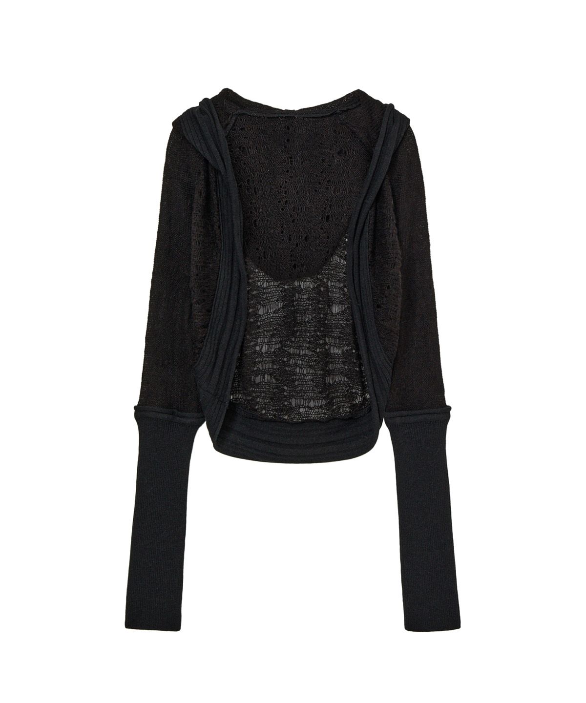 다이닛(DEINET) DISTRESSED SLEEVE WARMER BOLERO KNIT IN BLACK