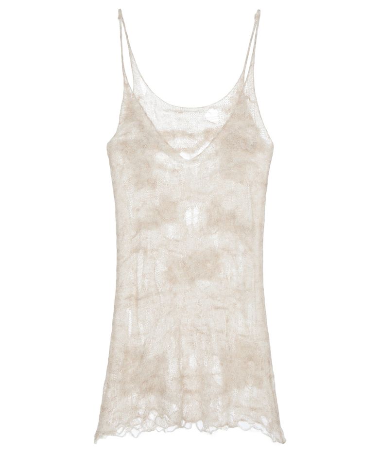 DISTRESSED KNIT VEST IN ASH BEIGE