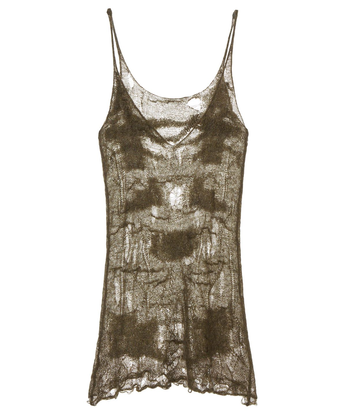 다이닛(DEINET) DISTRESSED KNIT VEST IN KHAKI