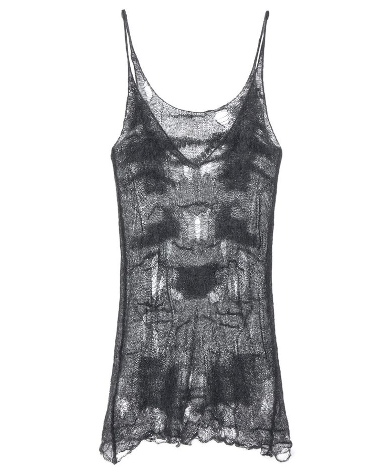 DISTRESSED KNIT VEST IN CHARCOAL