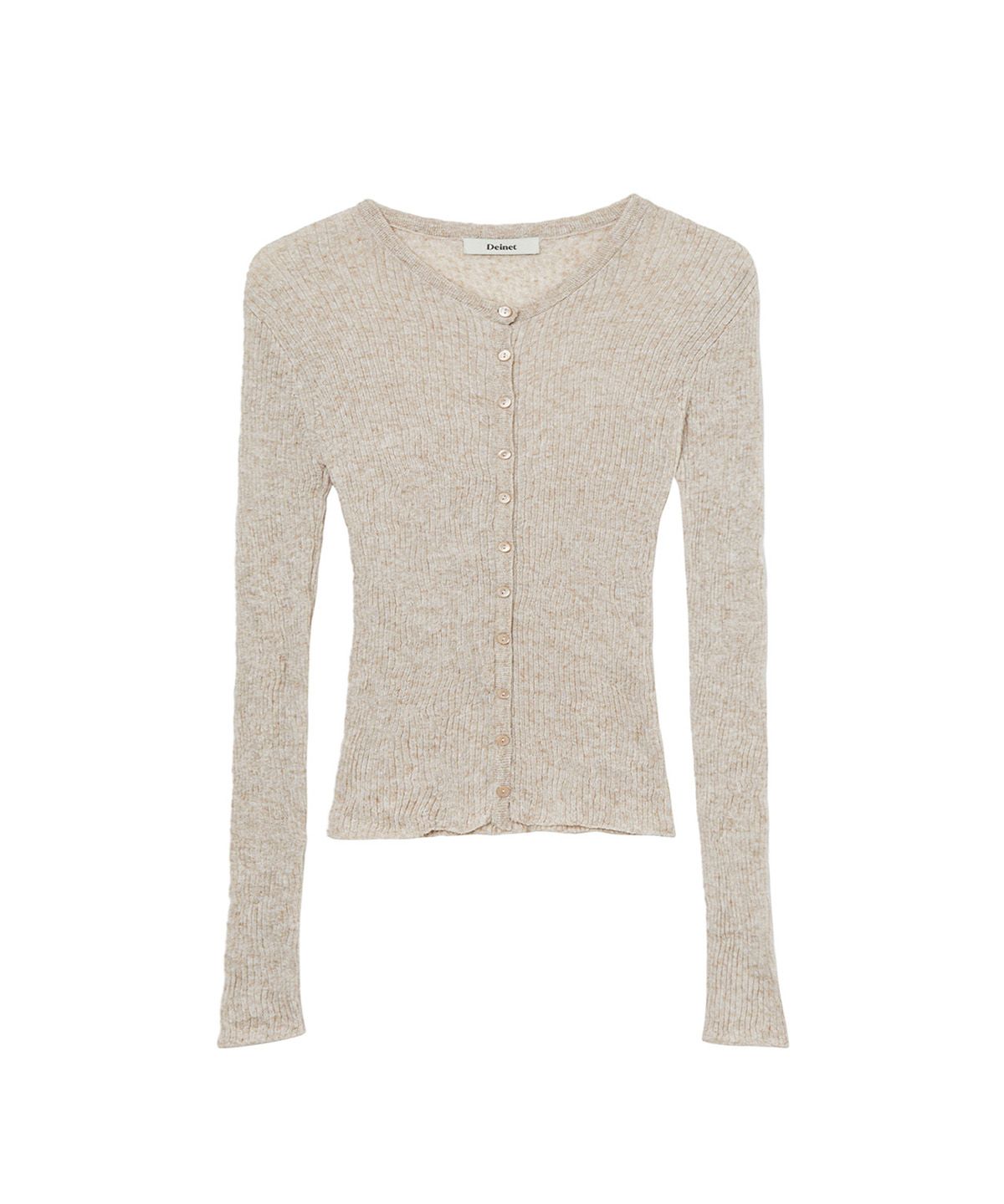 다이닛(DEINET) BUTTON POINT PLEATS CARDIGAN IN BEIGE