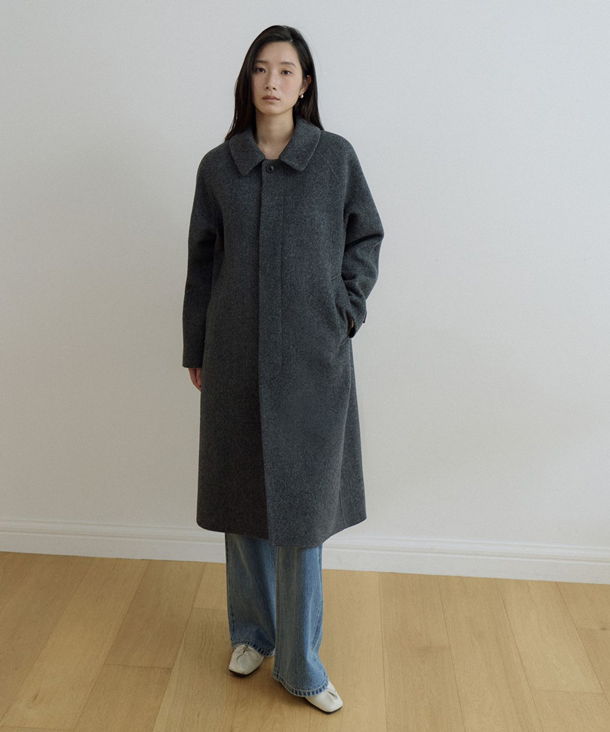 링서울(LINGSEOUL) handmade herringbone coat-charcoal