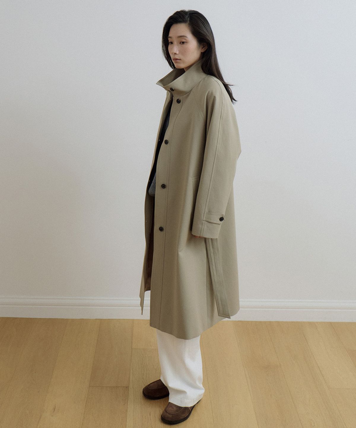 링서울(LINGSEOUL) high neck trench coat-beige