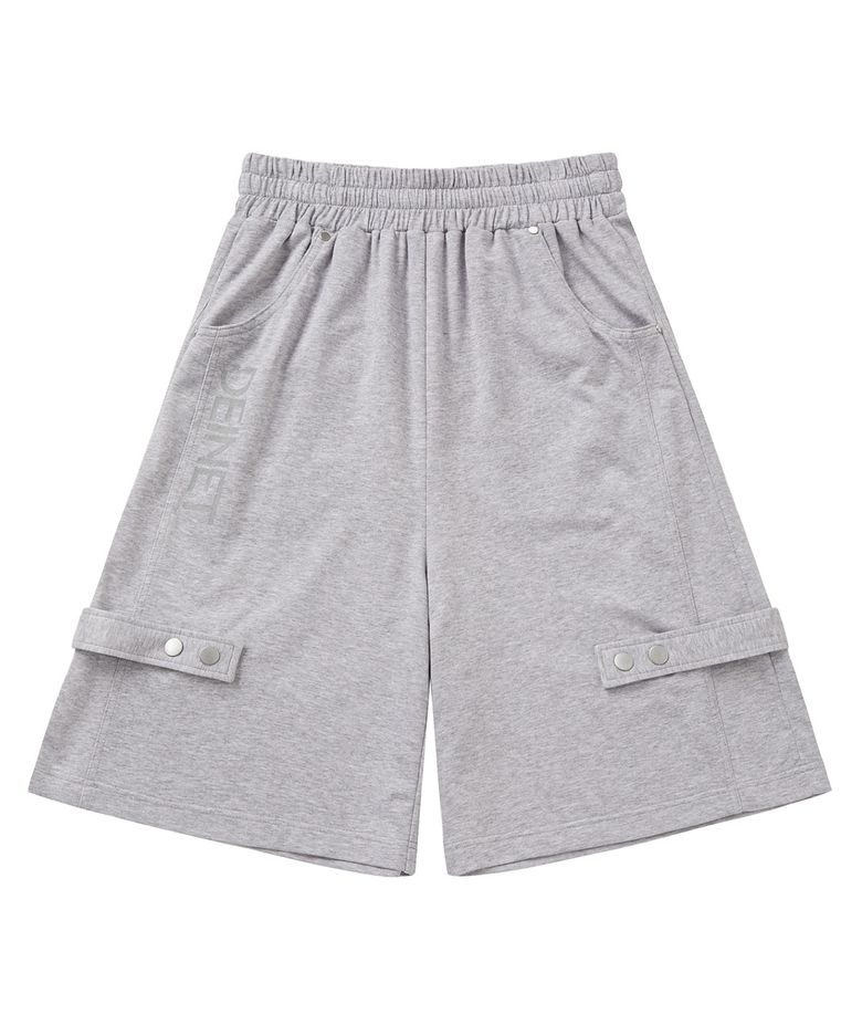 METAL DETAIL BERMUDA PANTS IN MELANGE GREY