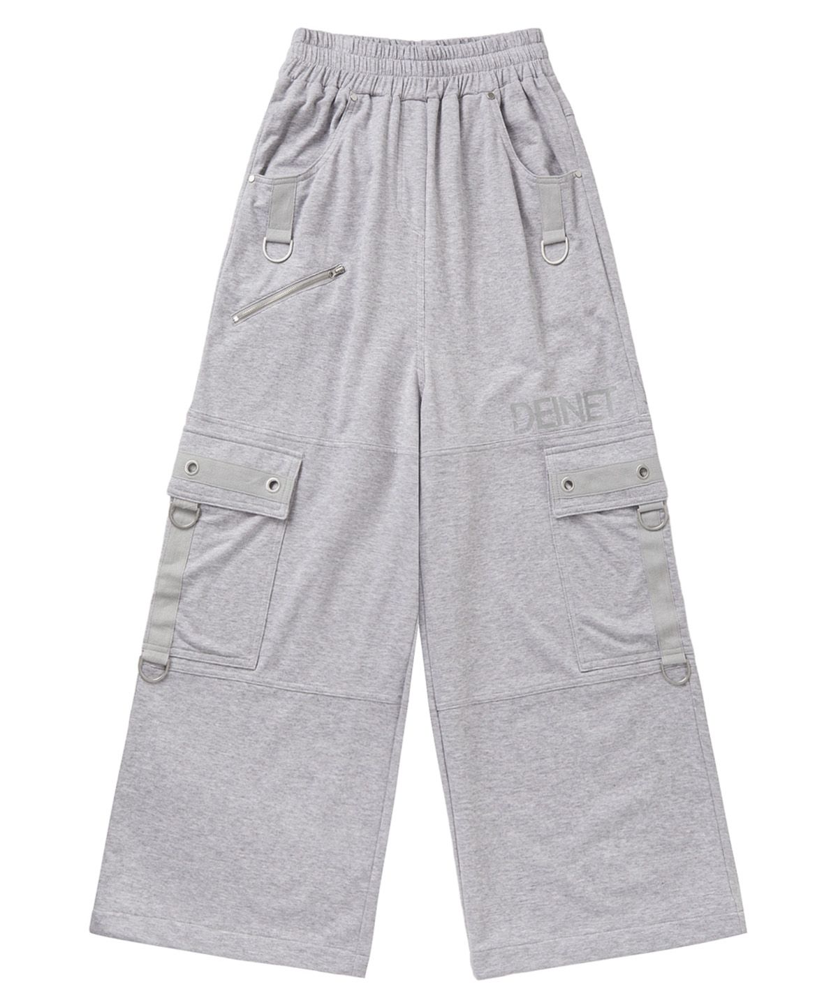 다이닛(DEINET) METAL DETAIL SWEAT PANTS IN MELANGE GREY