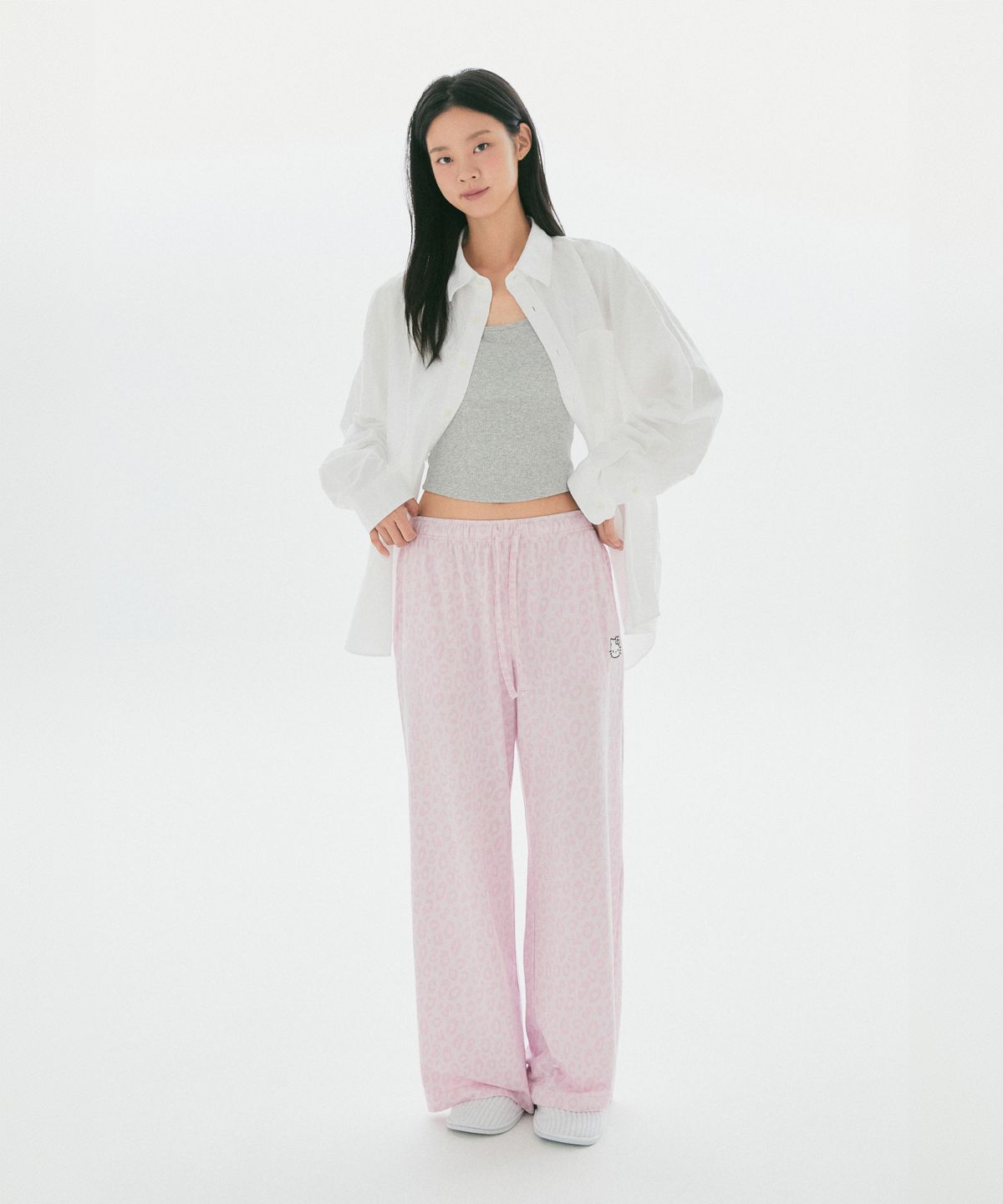 스파오(SPAO) [헬로키티] 레오파드 피치스판 잠옷바지(Pink)_SPPPG49U10