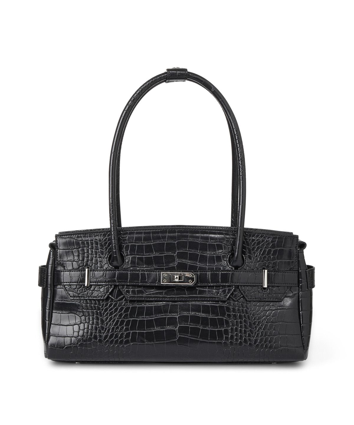 다이닛(DEINET) CROCODILE PATTERN TWO-WAY BAG IN BLACK