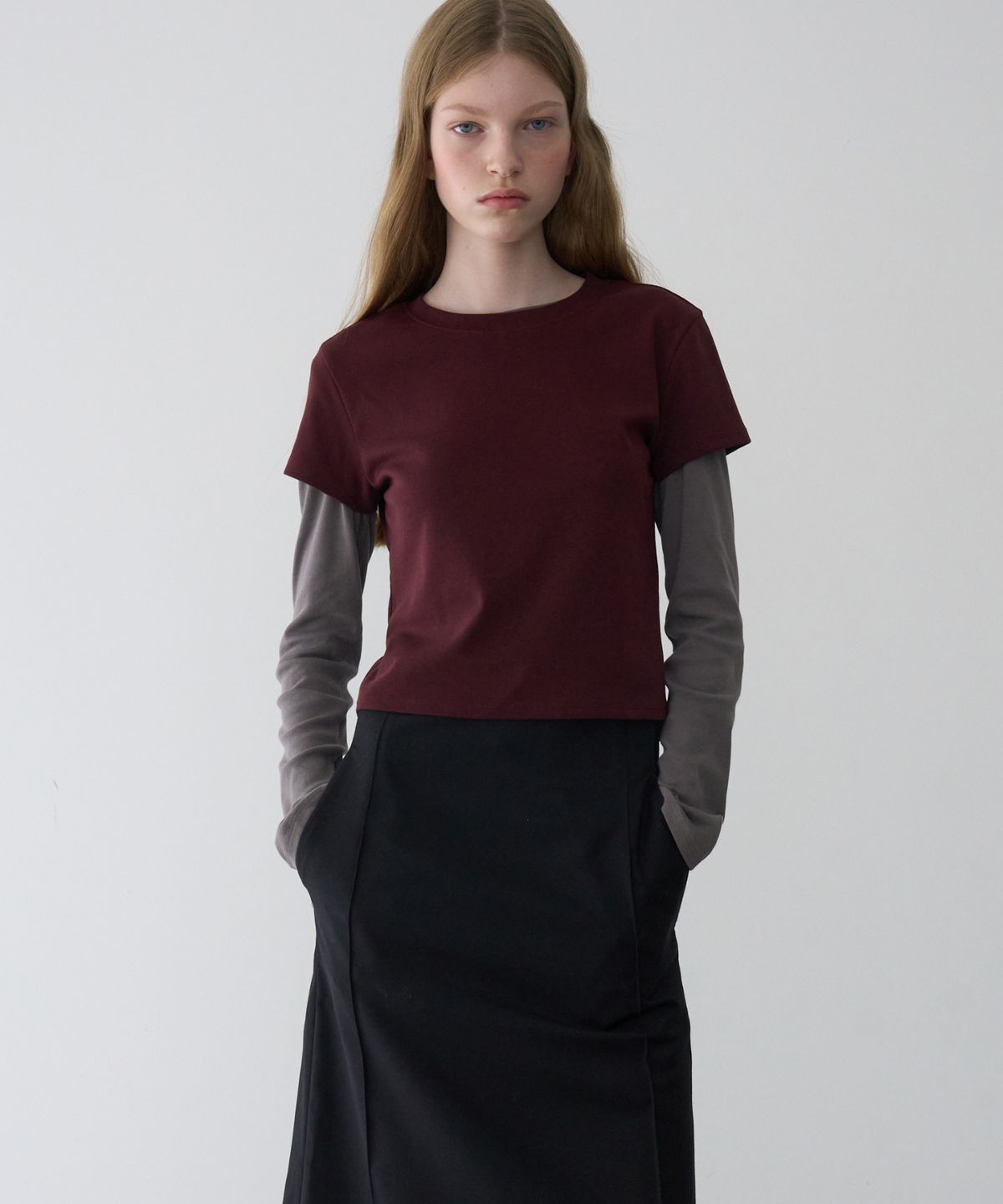 문선 아카이브(MOONSUN ARCHIVE) MJ Short Sleeve T-Shirt / BURGUNDY