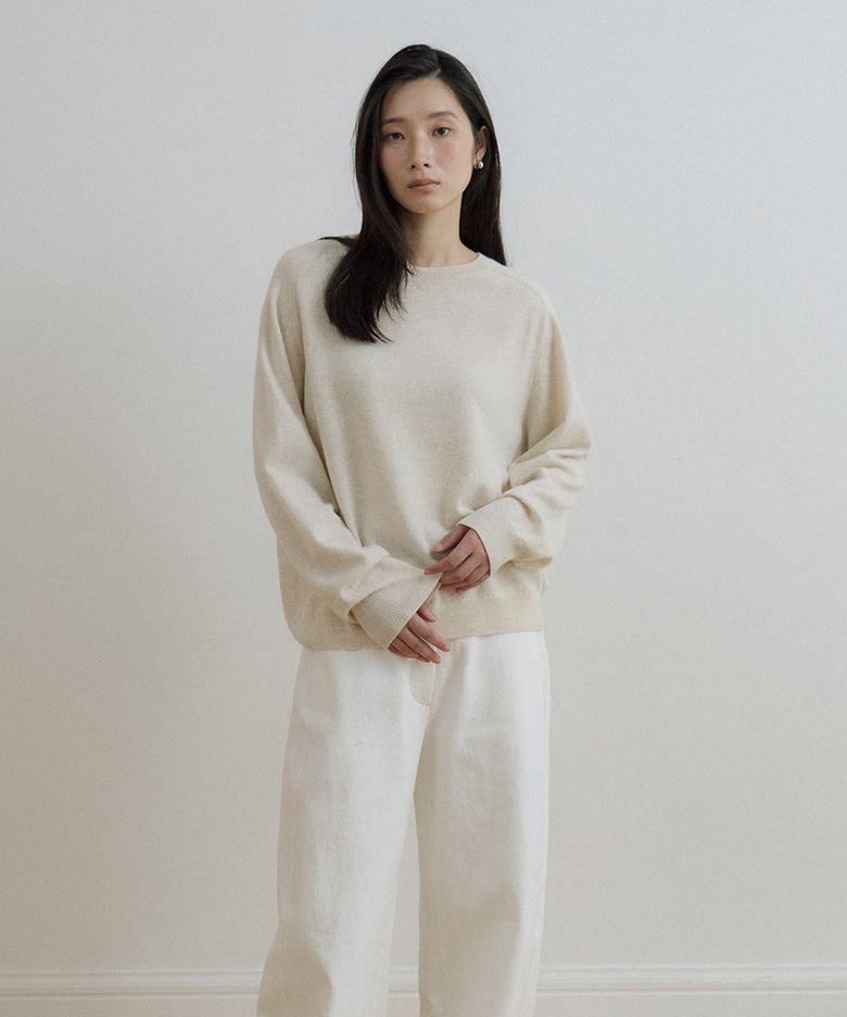 wool raglan knit-oatmeal