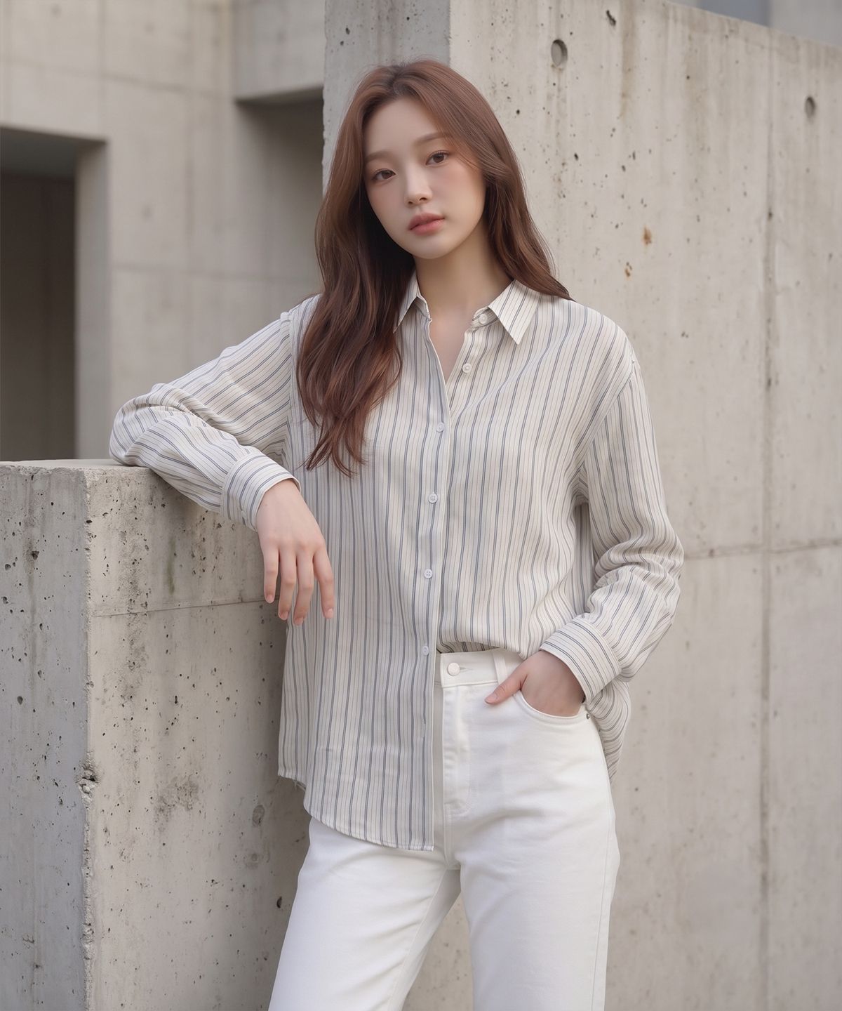 행텐(HANGTEN) 여성 코튼 스트라이프 셔츠_025(10580-120-606-09)