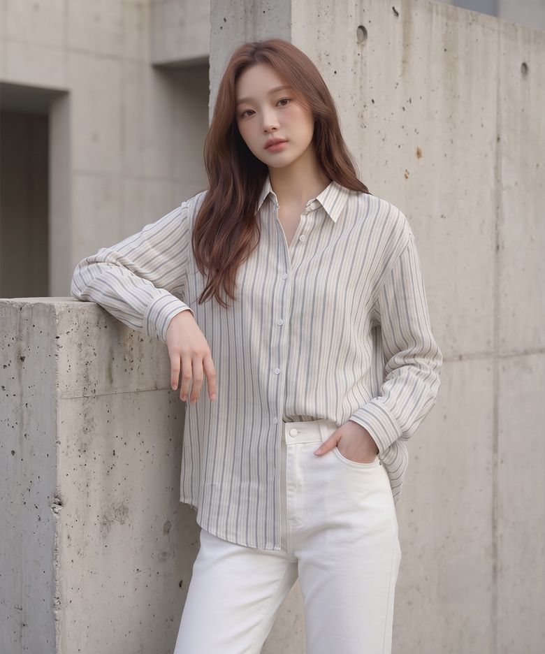 여성 코튼 스트라이프 셔츠_025(10580-120-606-09)