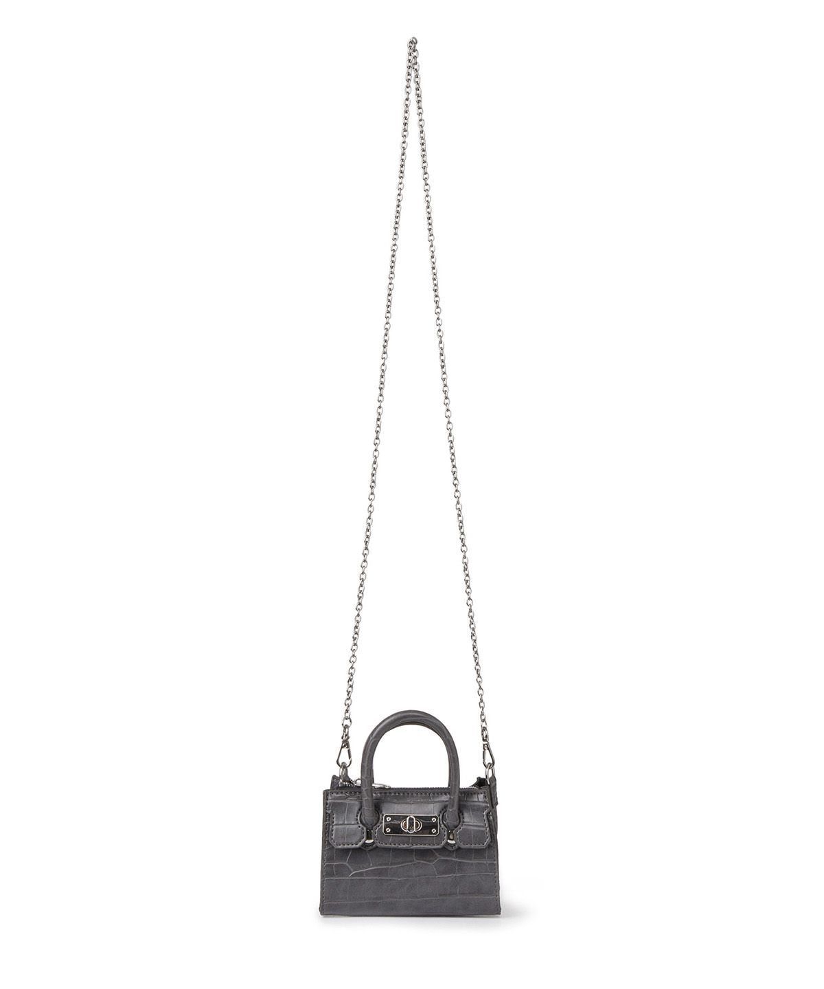 다이닛(DEINET) CROCODILE PATTERN CHAIN MINI BAG IN CHARCOAL