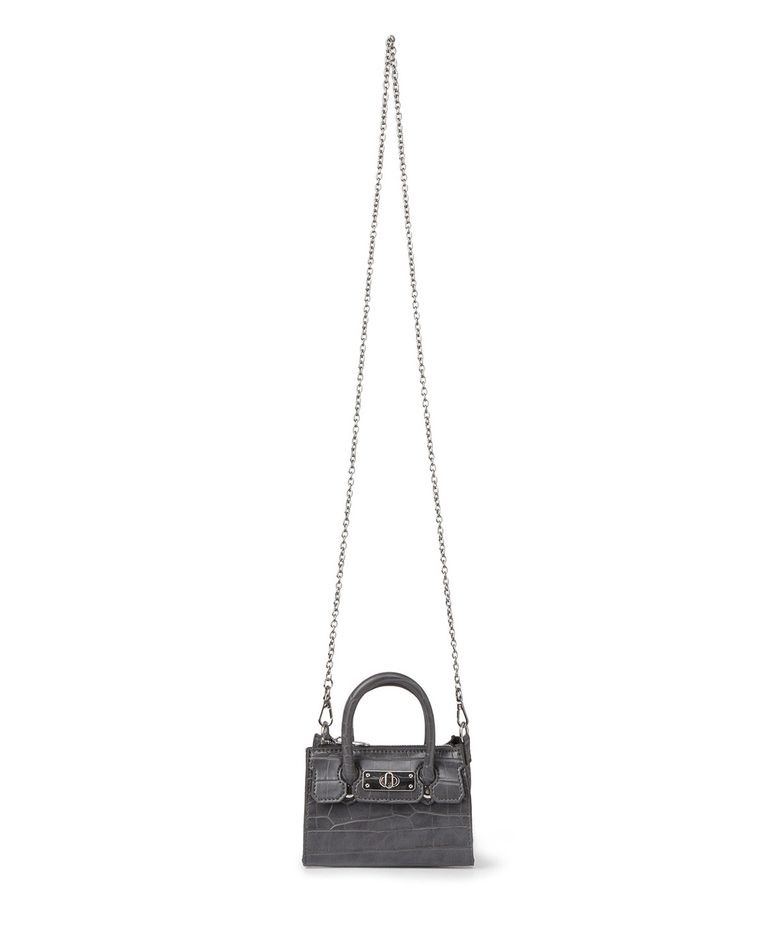 CROCODILE PATTERN CHAIN MINI BAG IN CHARCOAL