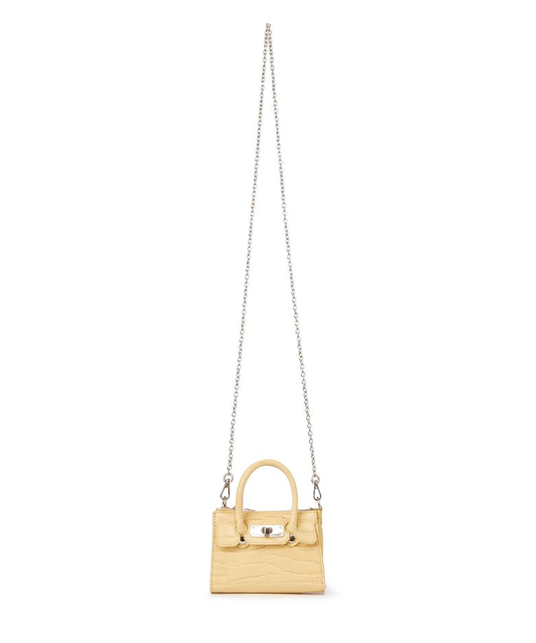CROCODILE PATTERN CHAIN MINI BAG IN BUTTER