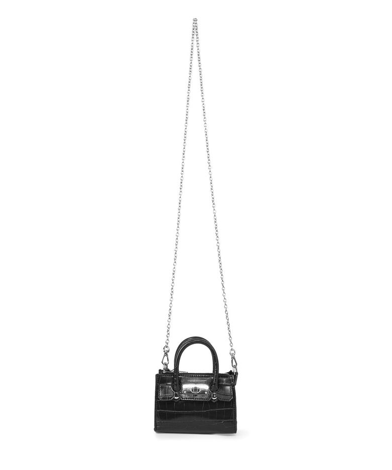 CROCODILE PATTERN CHAIN MINI BAG IN BLACK